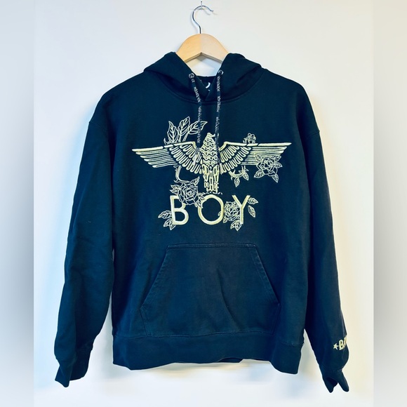 Tops - Boy London Gold Embroidered Eagle Black Hoodie Medium